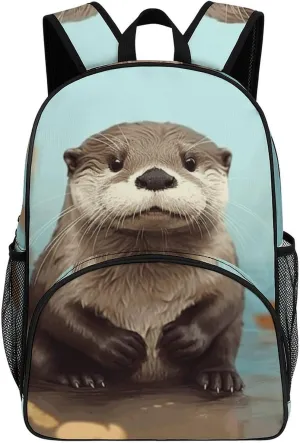 Travel Backpack for Women Men Lightweight 17 Inch Laptop Bag Cute Otter Backpack Casual Daypack