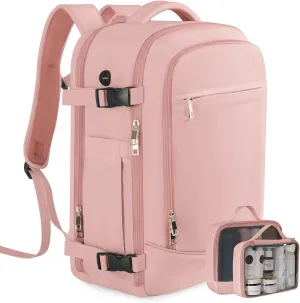 Travel Backpack, Large Backpack for Men Women, Flight-approved Carry-on Backpack, 40L Personal Item Travel Backpack, Travel Essentials, Pink