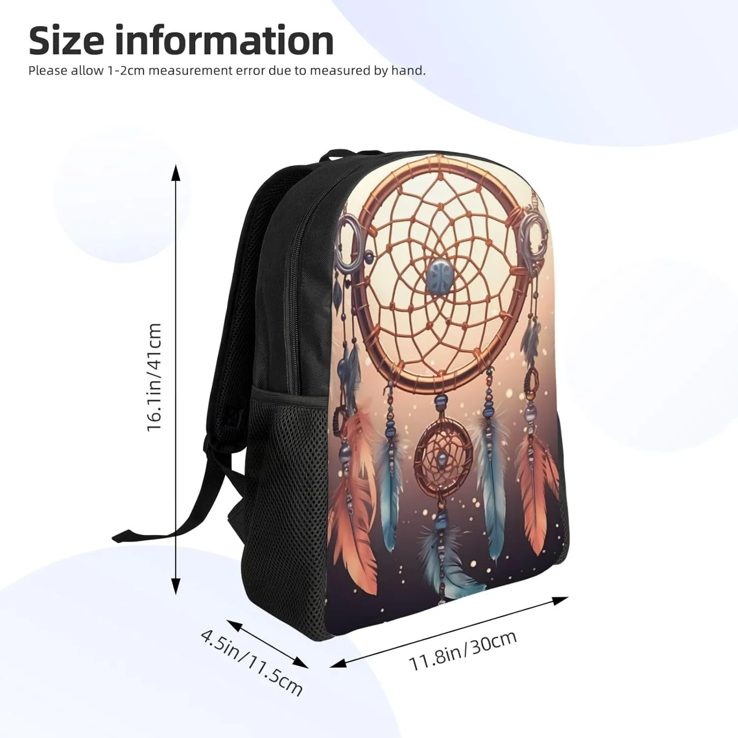 Travel Backpack Native American Dream Catcher Carry on Backpack Lightweight Business 16inches Laptop Backpack for Men Women