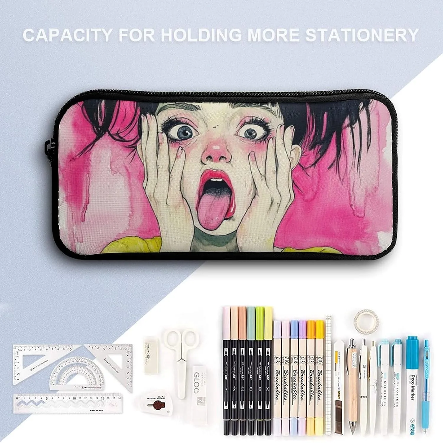 Travel Backpack Set, 17 Inch College Backpack with Thermal Lunch Bag Cute Goth Gothic Art Pencil Pouch Casual Bookbag Insulated Meal Bag