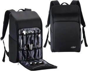 Travel Bartender Bag - Bar & Wine Tools Carrying Laptop Backpack with Padded Compartments & Shoulder Strap - Waterproof Bar Bag for Mixologists, Cocktail Making - Birthday Gifts