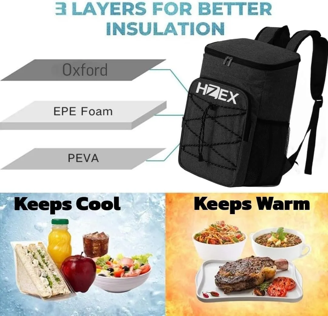 Travel Cooler Lunch Backpack, 25L or 25 Can Hiking Back Pack, Insulated Lunch Box Bag, Water Resistant Can Beach Cooler, Leakproof and Lightweight for Traveling, Fishing, Camping