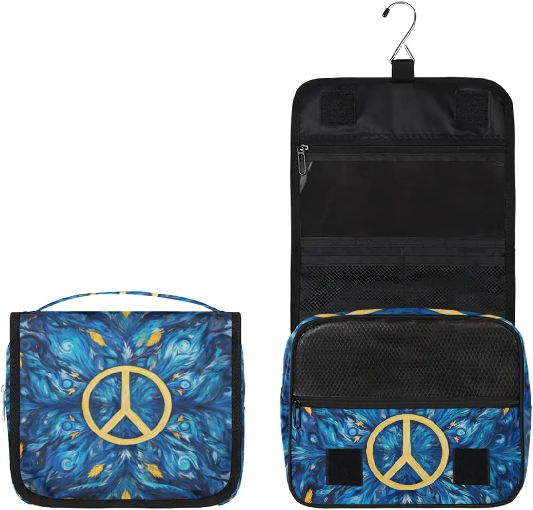Travel Hanging Toiletry Bag for Women Men All Kinds Of Peace Oil Painting Cosmetic Bag Waterproof Makeup Organizer for Accessories, Shampoo, Full Sized Container, Toiletries for Bathroom Shower