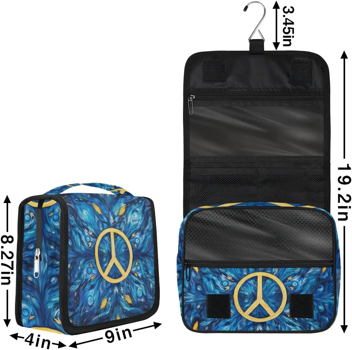 Travel Hanging Toiletry Bag for Women Men All Kinds Of Peace Oil Painting Cosmetic Bag Waterproof Makeup Organizer for Accessories, Shampoo, Full Sized Container, Toiletries for Bathroom Shower