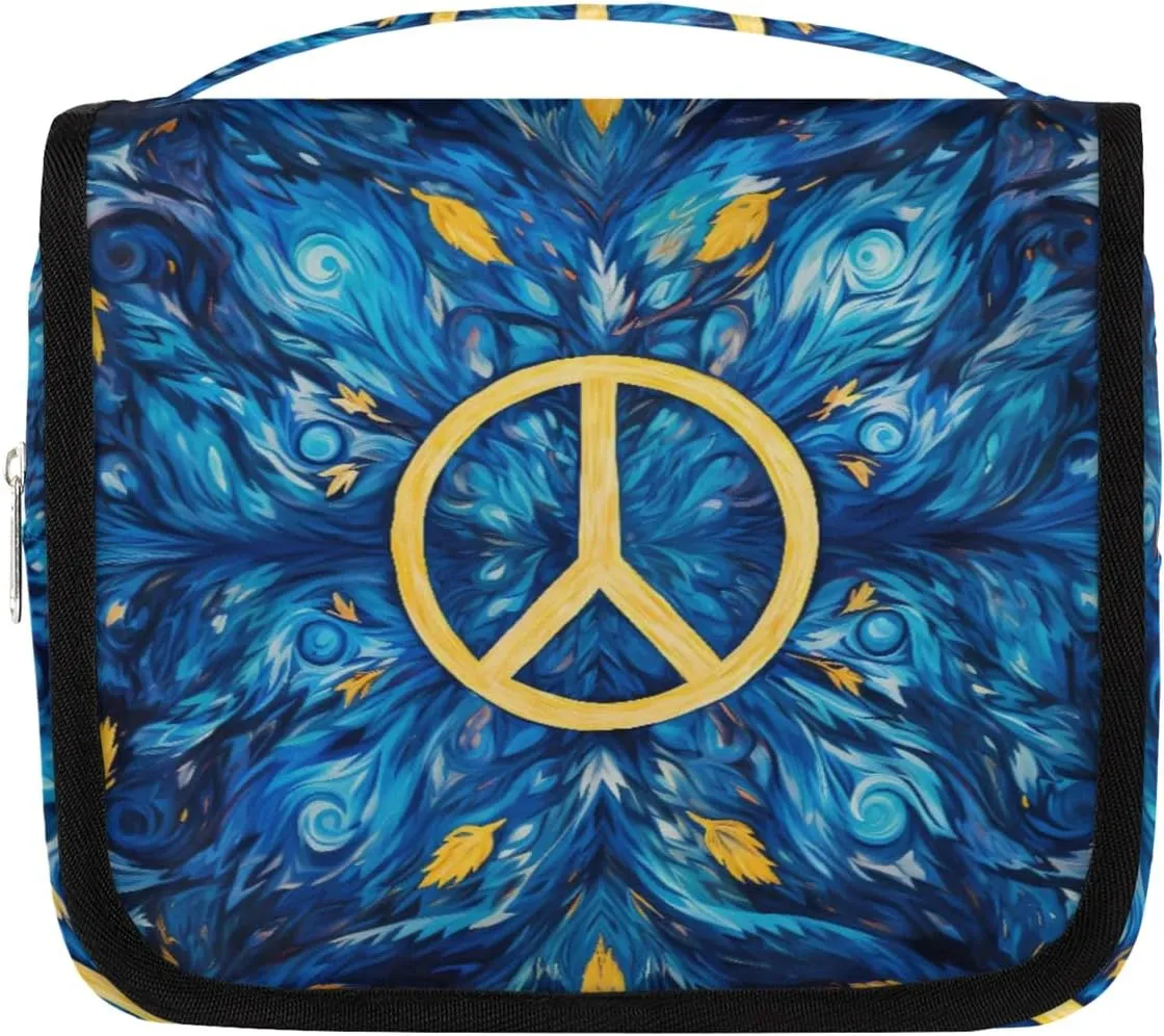 Travel Hanging Toiletry Bag for Women Men All Kinds Of Peace Oil Painting Cosmetic Bag Waterproof Makeup Organizer for Accessories, Shampoo, Full Sized Container, Toiletries for Bathroom Shower