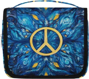 Travel Hanging Toiletry Bag for Women Men All Kinds Of Peace Oil Painting Cosmetic Bag Waterproof Makeup Organizer for Accessories, Shampoo, Full Sized Container, Toiletries for Bathroom Shower