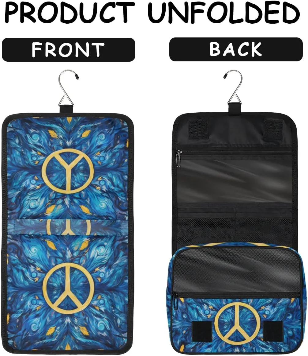 Travel Hanging Toiletry Bag for Women Men All Kinds Of Peace Oil Painting Cosmetic Bag Waterproof Makeup Organizer for Accessories, Shampoo, Full Sized Container, Toiletries for Bathroom Shower