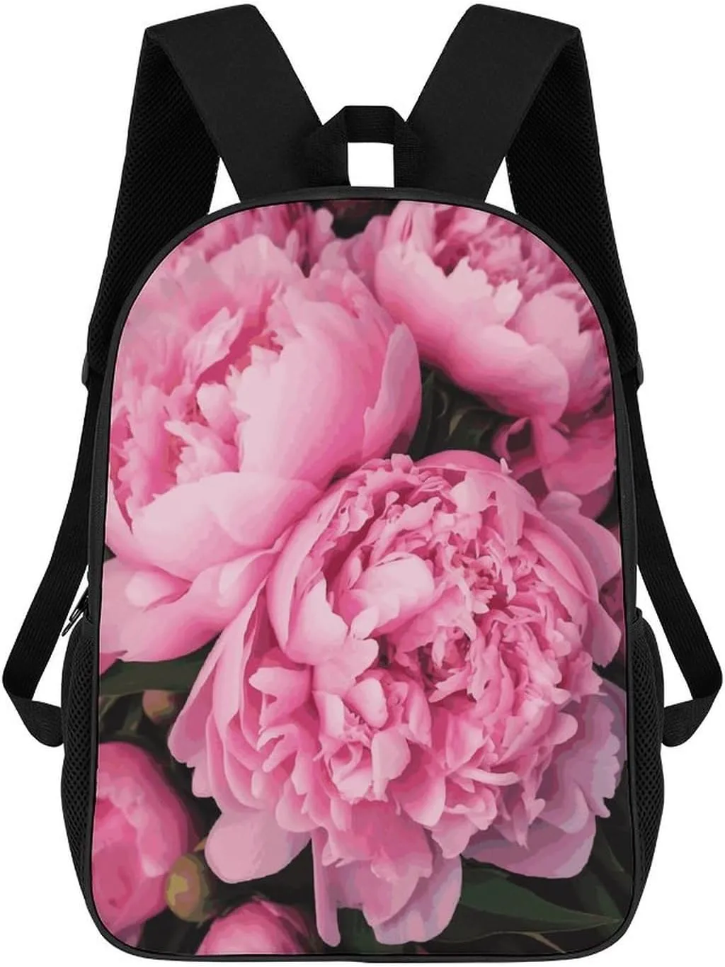 Travel Laptop Backpack Slim Durable Lightweight Back Pack Cute Pink Peony Small Backpack For Women Men