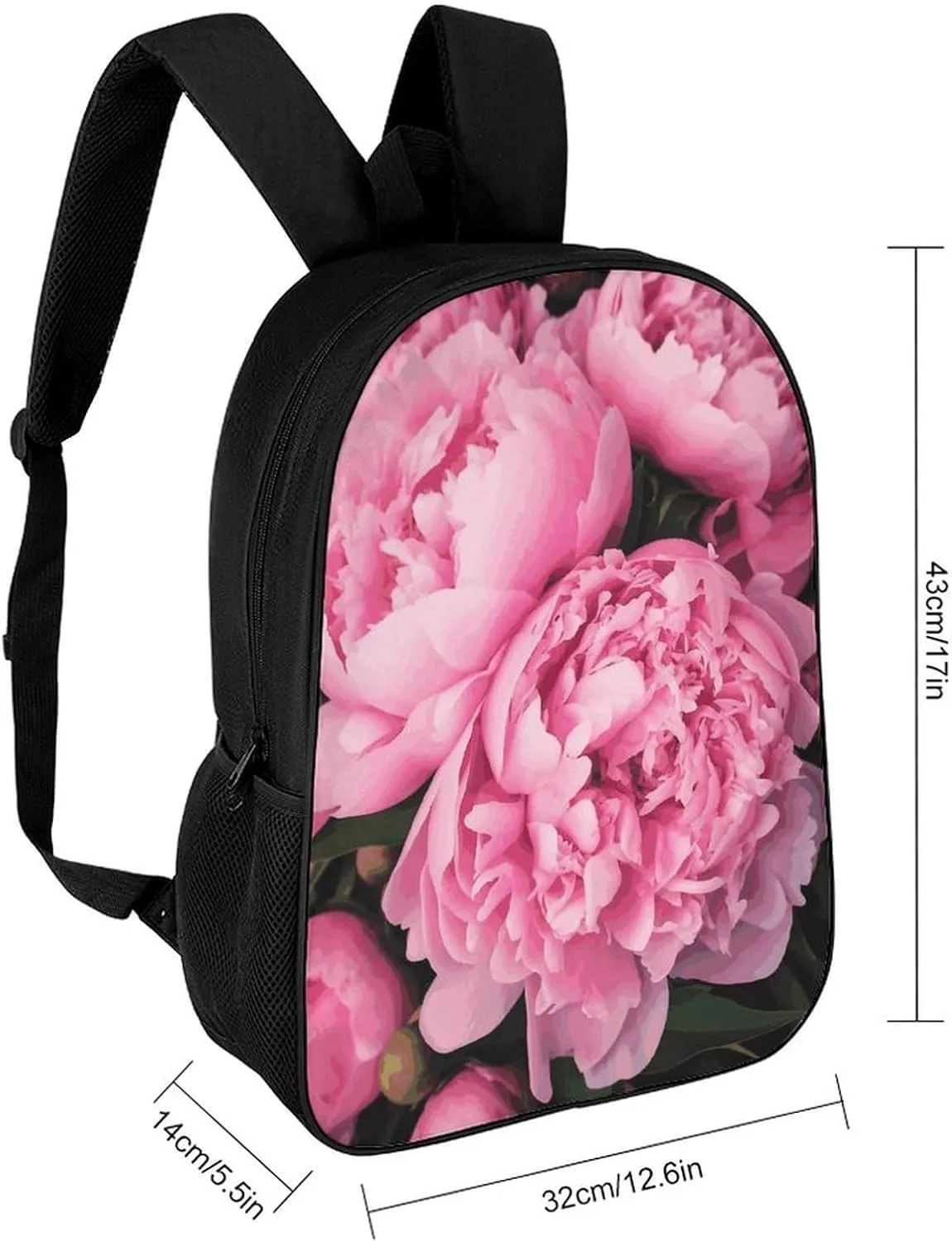 Travel Laptop Backpack Slim Durable Lightweight Back Pack Cute Pink Peony Small Backpack For Women Men