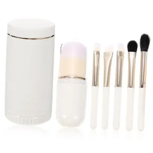 Travel Makeup Brush Set 6-in-1 Makeup Kit Foundation Lip Blush Eyeshadow Brush Compact Mirror Perfect Present for Valentine's Day