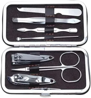 Travel Mini Nail Set 7pcs Portable Manicure Set Pedicure Scissor Tweezer Knife Utility Nail Clipper Kit Stainless Steel Nail Tool Sets Portable Travel Beauty kit