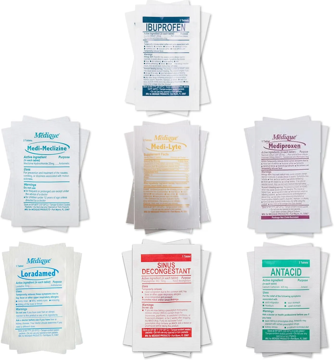 Travel RX - 105 PCS TSA-Approved Travel Medicine Variety Pack with Resealable Bag | Travel Essential OTC Medicine Pack by Real Vitamins (5 Kits)