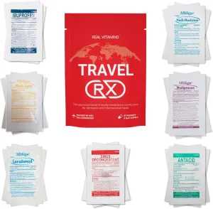 Travel RX - 105 PCS TSA-Approved Travel Medicine Variety Pack with Resealable Bag | Travel Essential OTC Medicine Pack by Real Vitamins (5 Kits)