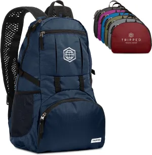 Traveling Backpack- Foldable Collapsible Lightweight Backpack for Travel (Blue) 35 Liters