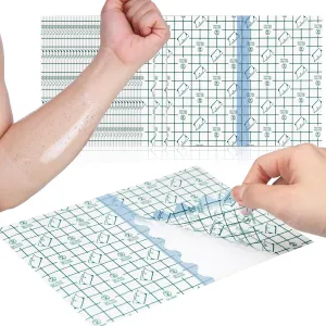 TrelaCo 100 Pcs Shower Waterproof Patch Transparent Stretch Adhesive Bandage Large Shower Protector Cover Waterproof Dressing Transparent Film Adhesive Bandages, 6 x 8 Inch
