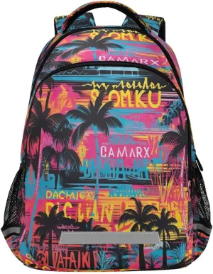 Tropical Palm Trees Design Waterproof Backpack - Casual Outdoor Sports Daypack with Ergonomic Shoulder Straps#365