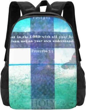 Trust The Lord With All Your Heart Scripture Lightweight Packable Backpack Travel Casual Hiking Daypack Foldable Backpack For Men Women