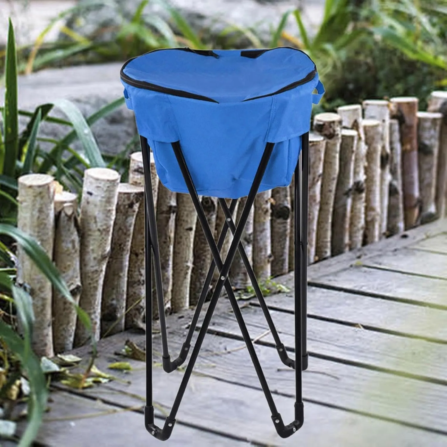 Tub Cooler Stand with Travel Bag Standing Ice Cooler Folding Beach Hiking Lightweight BBQ Outdoor Standing Ice Cooler Bag
