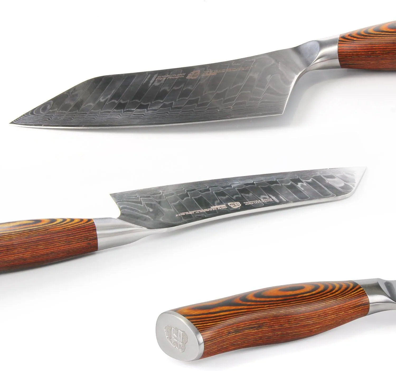TUO Cutlery Cleaver Knife - Japanese AUS-10 Damascus Steel - Chinese Chef's Knife for Meat and Vegetable with Ergonomic Pakkawood Handle - 7" - Fiery Phoenix Series
