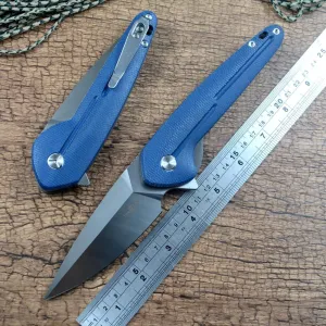 TWO SUN Outdoor Pocket Knives TS504 D2 Blade Spear Point Blue Micarta Handle