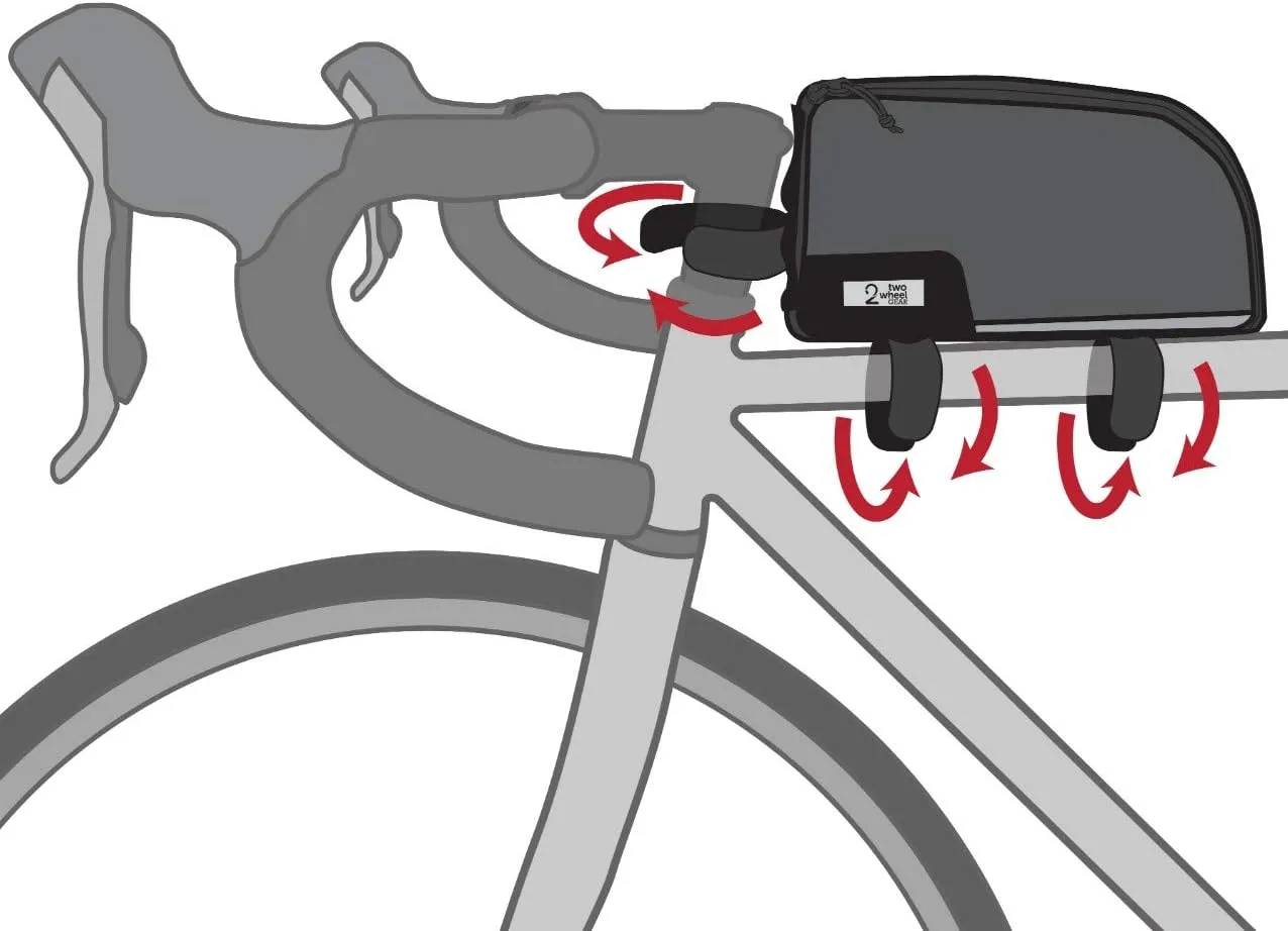 Two Wheel Gear - Commute Top Tube Frame Bag (1 L) - Water Resistant Gas Tank Style Bike Bag with Waterproof Zippers, Perfect for Mountain Biking, Commuting, and Touring