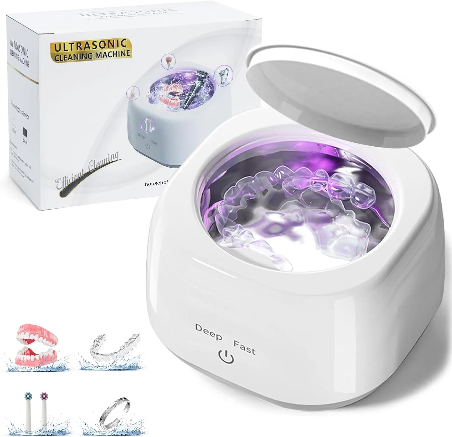 Ultrasonic Retainer Cleaner, 250 ML Retainer Cleaner Machine for for Denture, Mouth Guard, Aligner, Braces, Toothbrush Heads, Jewelry, 45kHz Sonic Retainer Cleaner