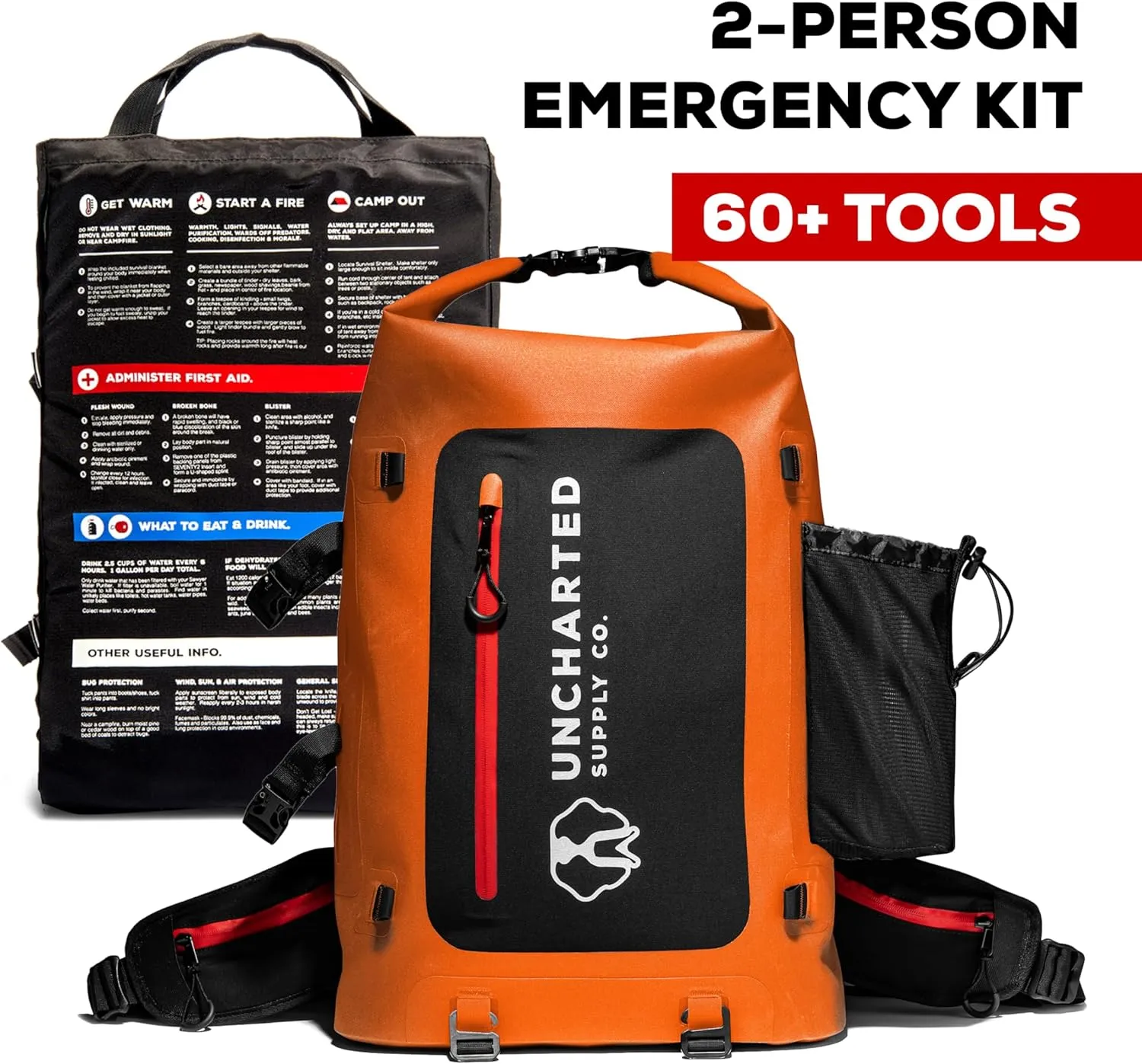 Uncharted Supply Co. The Seventy2 Pro 2-Person Survival System (Black) - 72 Hour Emergency Preparedness Kit - Ideal for Your Car, Home, Survival Readiness, and Camping