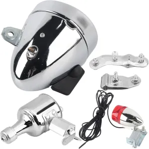 Universal 12V 6W Friction Generator Dynamo Headlight Tail Light Kit for Motorized Bike Headlight Tail Light Kit