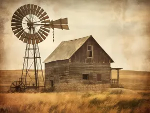 UPABLUNSO DIY 5D Diamond Art Kits Painting Kits for Adults Farmhouse Rustic Country Barn Windmill Golden Wheat Field Farm 30x40cm/11.7x15.8inches