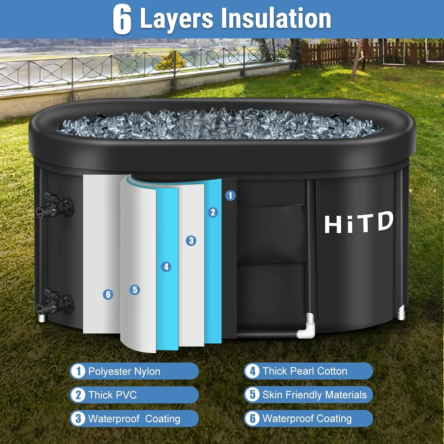 Upgraded Cold Plunge Tub for Athletes with Inflatable Neck Rest Ring,Grand Edition Ice Bath for Recovery,Ice Bath Tub with Cover and Handbag,Cold Plunge for Family Garden,Gyms,Arena and Indoor Use