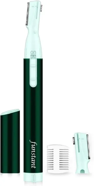 Upgraded Eyebrow Trimmer for Men, Precision Detailer Battery Powered Eyebrow Razor Rinseable Blade, Facial Hair Trimmer with with Comb, Compact Pen-Size Safe Painless Shaver