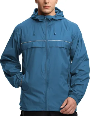 V VALANCH Mens Rain Jacket Waterproof Lightweight Windbreaker with Hood Outdoor Raincoat for Hiking Running Travel