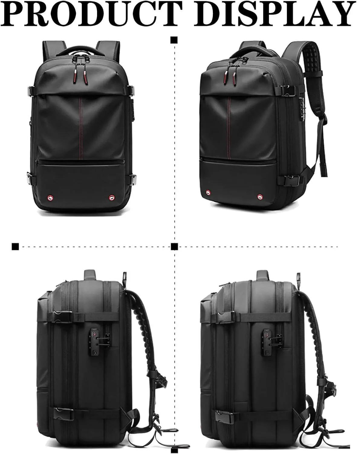 Vacbag Backpack, 60L Expandable Backpack with Vacuum Compression, Waterproof Vacuum Backpack for Travel, Water Resistant (Black)