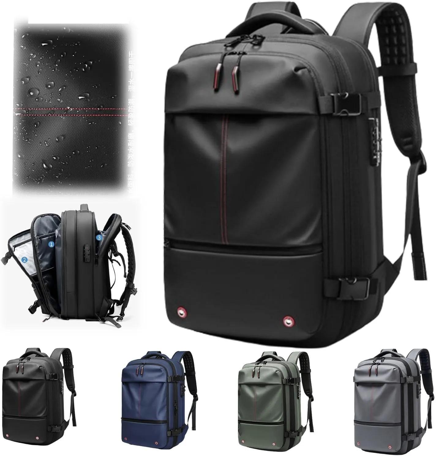 Vacbag Backpack, 60L Expandable Backpack with Vacuum Compression, Waterproof Vacuum Backpack for Travel, Water Resistant (Black)