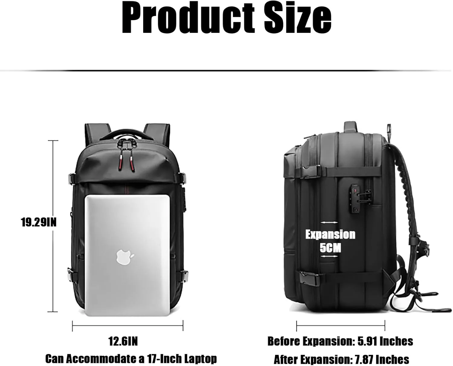 Vacpack Backpack, Airback Backpack with Pump, 60L Expandable Backpack with Vacuum Compression, Waterproof and Anti-Theft Air Vacuum Backpack for Travel (Gray, No Air Pump)