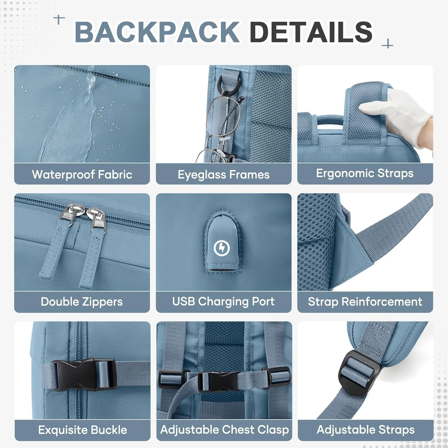 Vacuum Backpack Travel Backpack with Compression, Men Women Vacuum Backpack with Air Pump, Carry on Backpack Flight Approved Personal Item Size - Blue