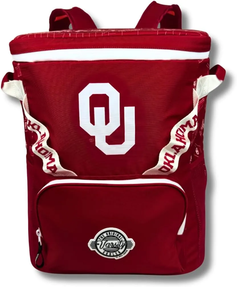 Varsity Cooler University of Oklahoma Travel Duffle & Backpack–48 Can Leakproof Insulated Tote Cooler, Waterproof Nylon Bag for Outing, Gym, Work & Travel – Adjustable Straps, Durable Zipper Closure
