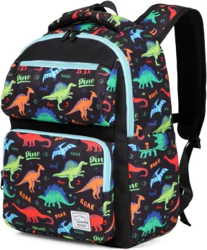 VASCHY Backpack for Boys, Kids Cute Kindergarten Preschool Children 12L Small Backpack Bookbag for School Travel Dinosaur Black