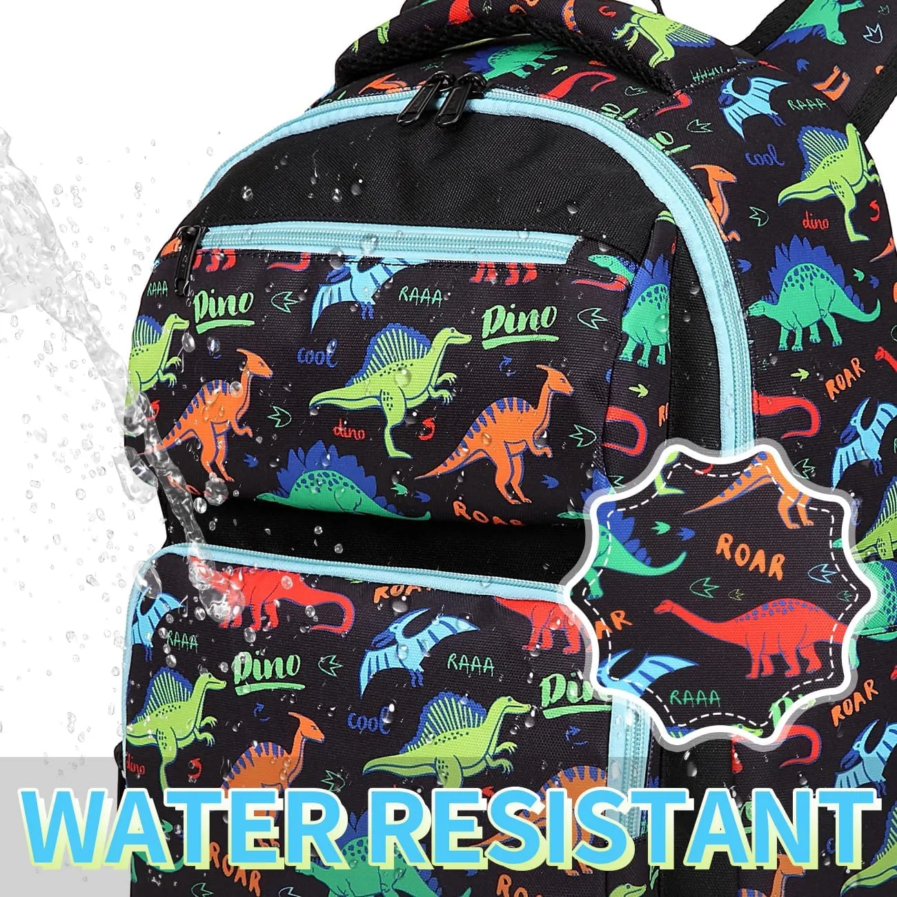 VASCHY Backpack for Boys, Kids Cute Kindergarten Preschool Children 12L Small Backpack Bookbag for School Travel Dinosaur Black