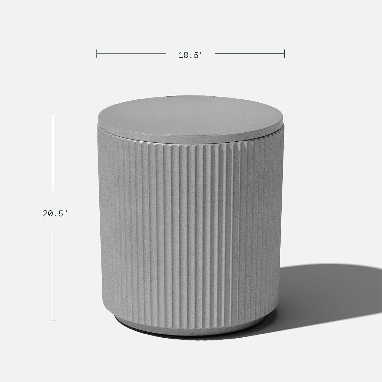 Veradek 21in Outdoor Cooler Side Table, Modern, Stone-Plastic Composite, Gray, Weather Resistant, Made in Canada