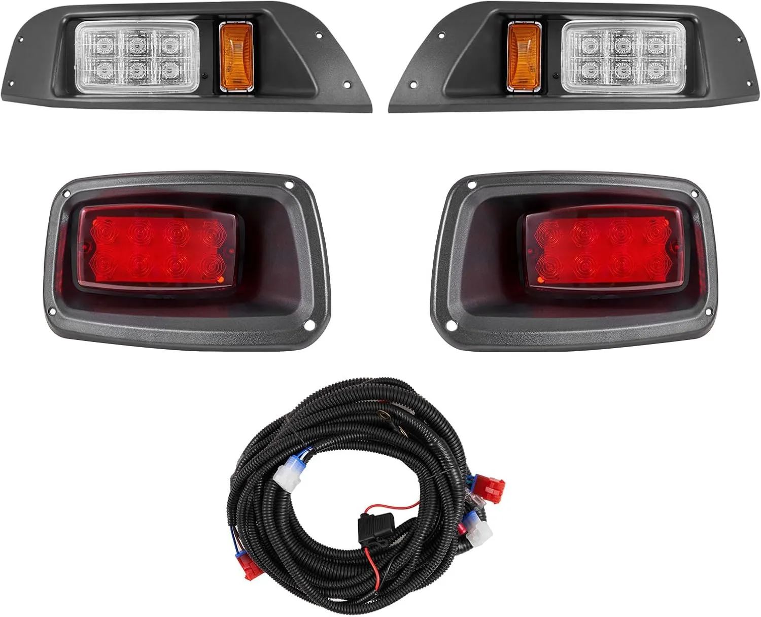 VEVOR Golf Cart Light Kit, 12V, LED Headlight and Taillight Kit with Wiring Harness, Switch, Zip Ties, ABS Housing, High-Brightness, Waterproof and Dustproof, Suitable for Club Car DS 1993-Up Models