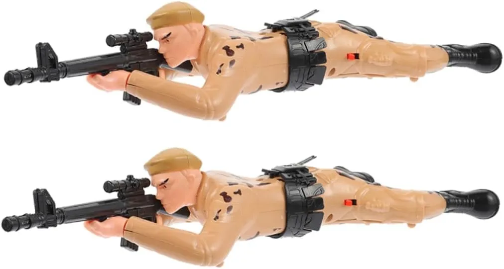 VICASKY 2pcs Electric Crawling Soldier Interactive Army Figures for Boys Skill Building Tummy Early Development Plaything for Imaginative Exploration