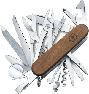 VICTORINOX 1.6791.63 Swiss Champ Wood, Swiss Army Knife, Multi-functional Knife, Disaster Preparedness Goods, Outdoor, Camping, Pliers, Scissors, Magnifying Glass, 33 Functions, Swiss Multi-Tool,