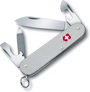 Victorinox Cadet Alox Swiss Army Knife, 9 Functions, Swiss Made Pocket Knife with Large Blade, Screwdriver, Can Opener and Wire Stripper - Silver