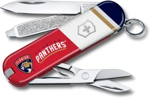 Victorinox Classic SD Swiss Army Knife – Compact 7 Function Swiss Made Pocket Knife with Small Blade, Screwdriver and Key Ring – Florida Panthers