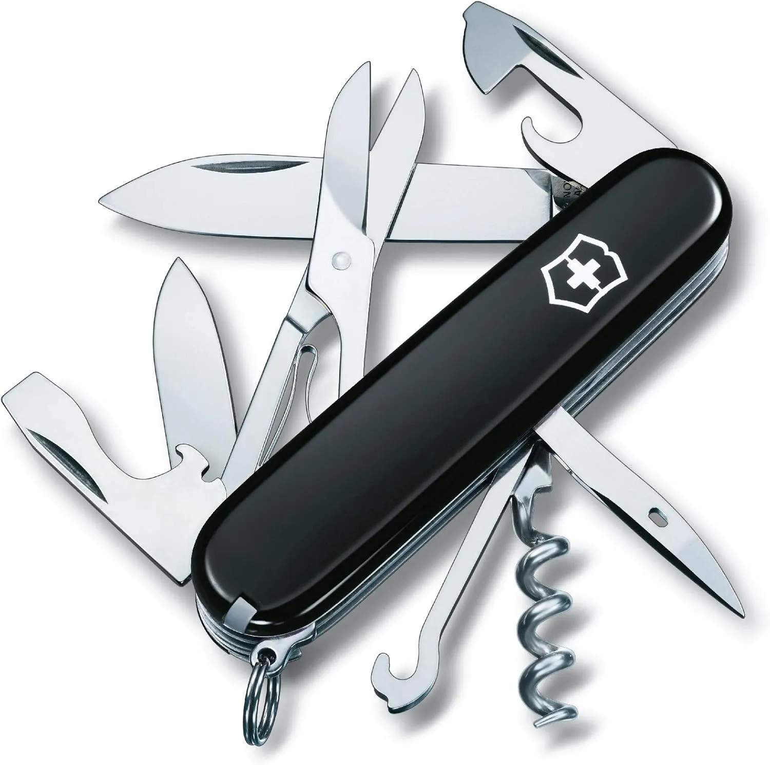 Victorinox Climber Swiss Army Knife, 14 Function Swiss Made Pocket Knife with 2 Blades, Corkscrew and Screwdriver - Black