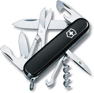 Victorinox Climber Swiss Army Knife, 14 Function Swiss Made Pocket Knife with 2 Blades, Corkscrew and Screwdriver - Black