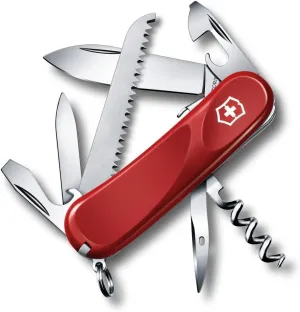Victorinox Evolution S13 Swiss Army Knife, 14 Function Swiss Made Pocket Knife with Large Blade, Wood Saw and Reamer - Red