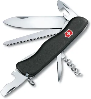 Victorinox Forester Swiss Army Knife, 12 Function Swiss Made Pocket Knife with Large Blade, Wood Saw and Reamer/Punch - Black