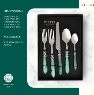 Vietri Aladdin Brilliant Green 5-Piece Place Setting, 18/10 Stainless Steel Forks Spoons & Knife